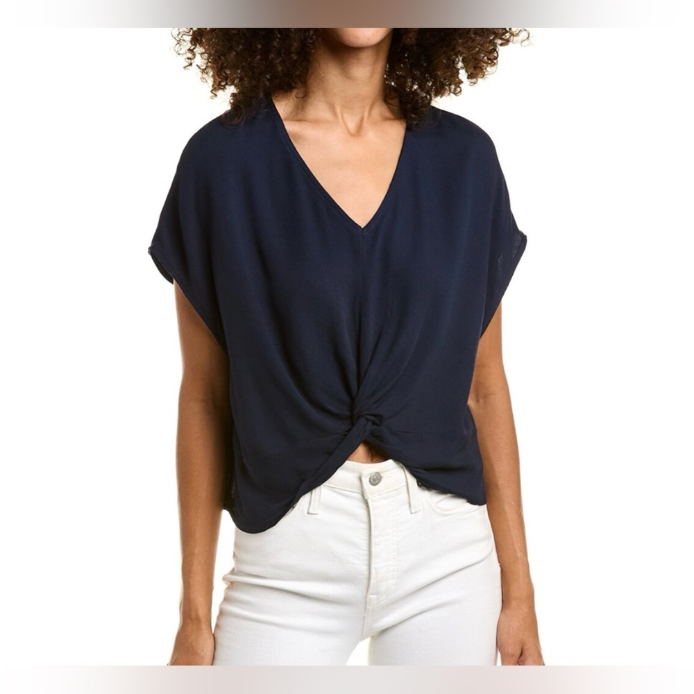 Splendid Navy Twist-Front V-Neck Blouse